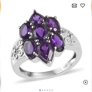 🆕️Size 8 African Amethyst Cluster Ring in Stainless Steel 2.90 ctw